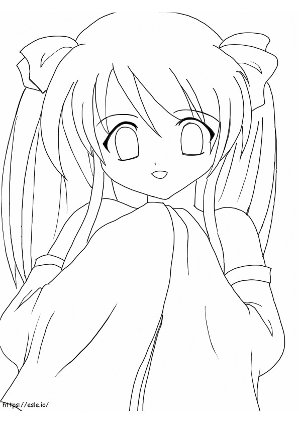 Chica Anime Desvio Kawaii para colorir
