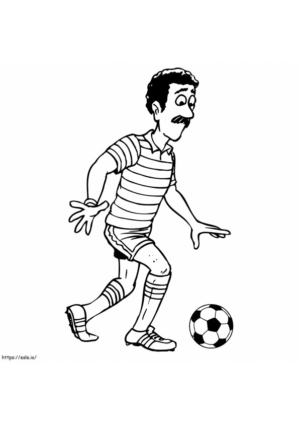 Jalkapalloa pelaava mies värityskuva