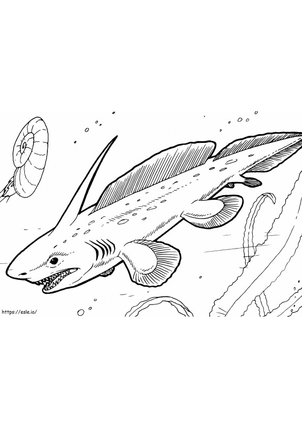 先史時代のサメ ぬりえ - 塗り絵
