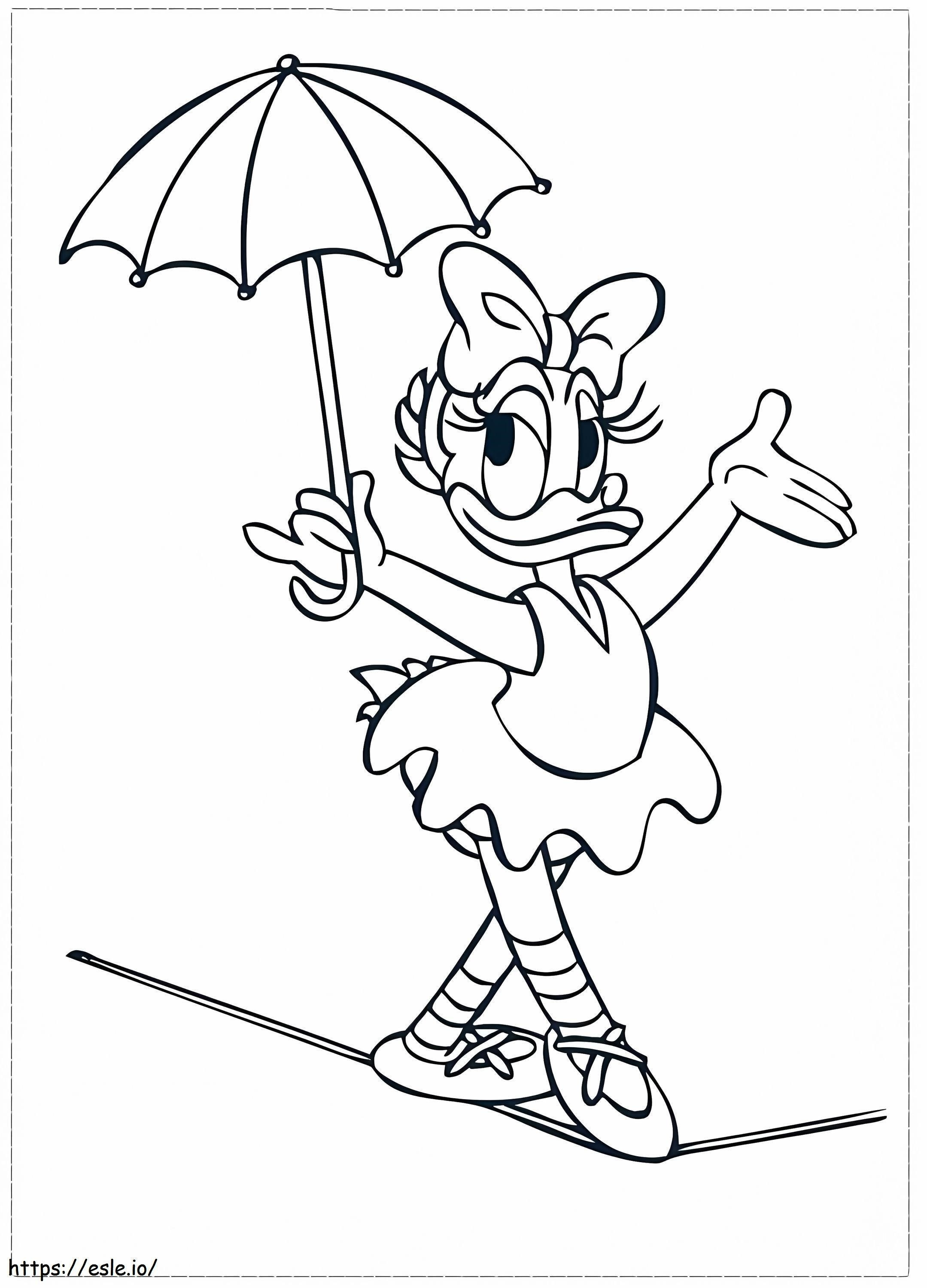 Margarida segurando guarda-chuva dança balé para colorir