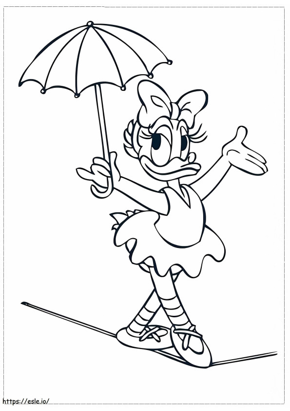 Daisy Duck met paraplu dansballet kleurplaat