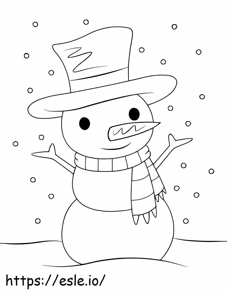 Desen cu om de zăpadă de colorat