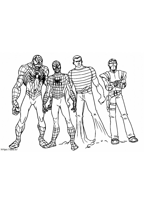 Spiderman And The Villains coloring page