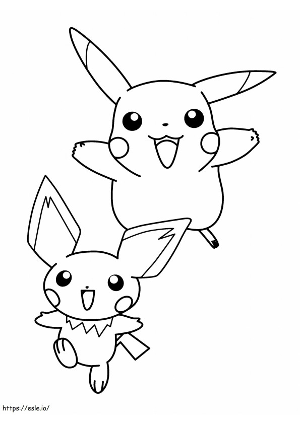 Pichu And Pikachu Cute Scaled coloring page