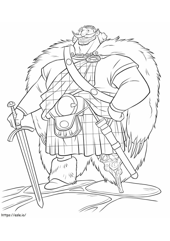 Rey Fergus sonriendo con espada para colorear