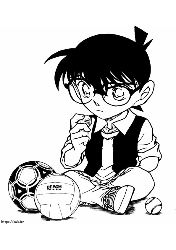Conan Sitting And Three Balls