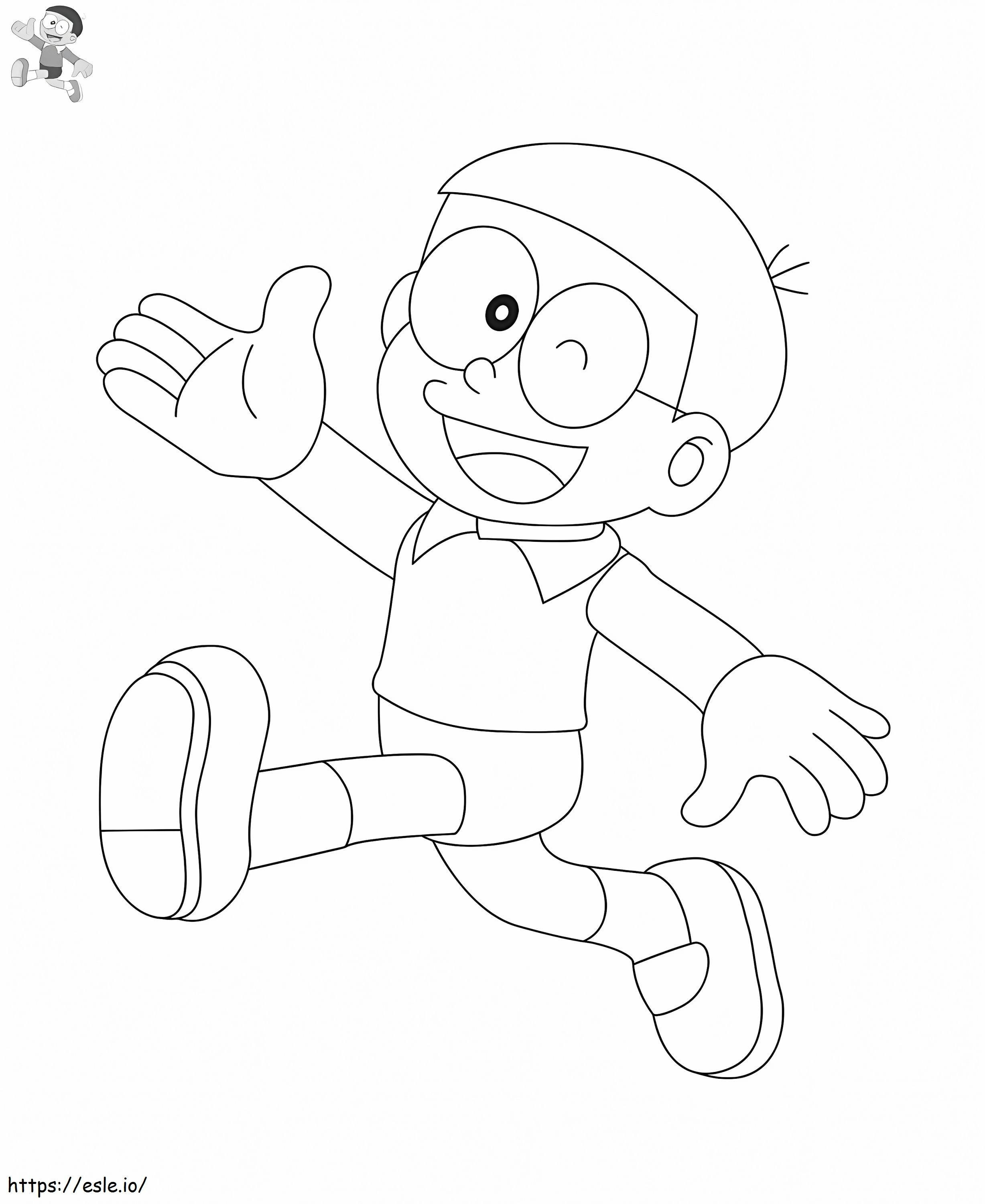 Coloriage Nobita en cours d'exécution à imprimer dessin