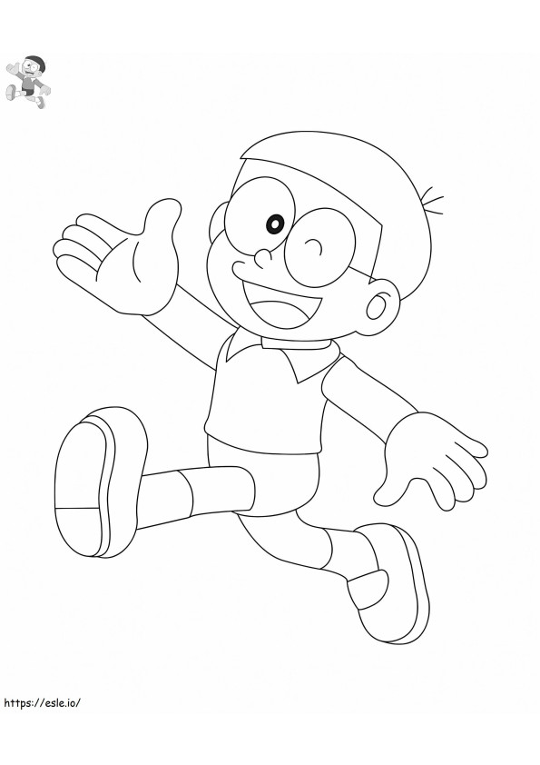 Nobita Running coloring page