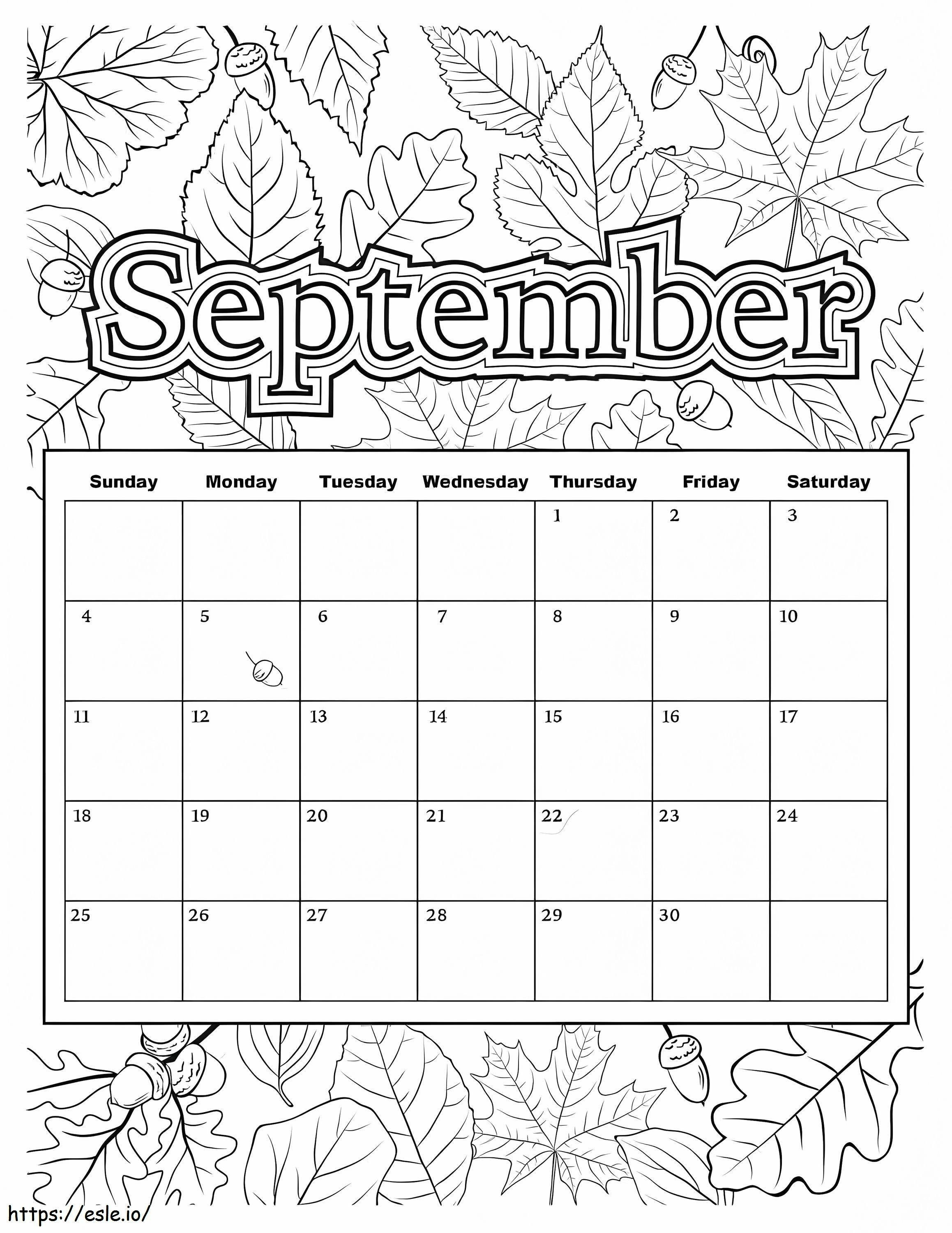 September-Kalender ausmalbilder