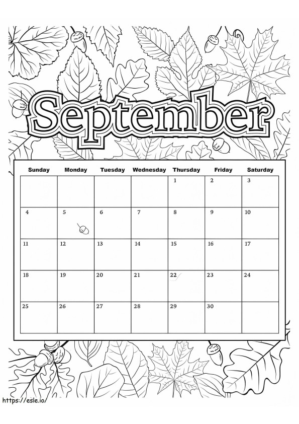 Calendario Septiembre para colorear