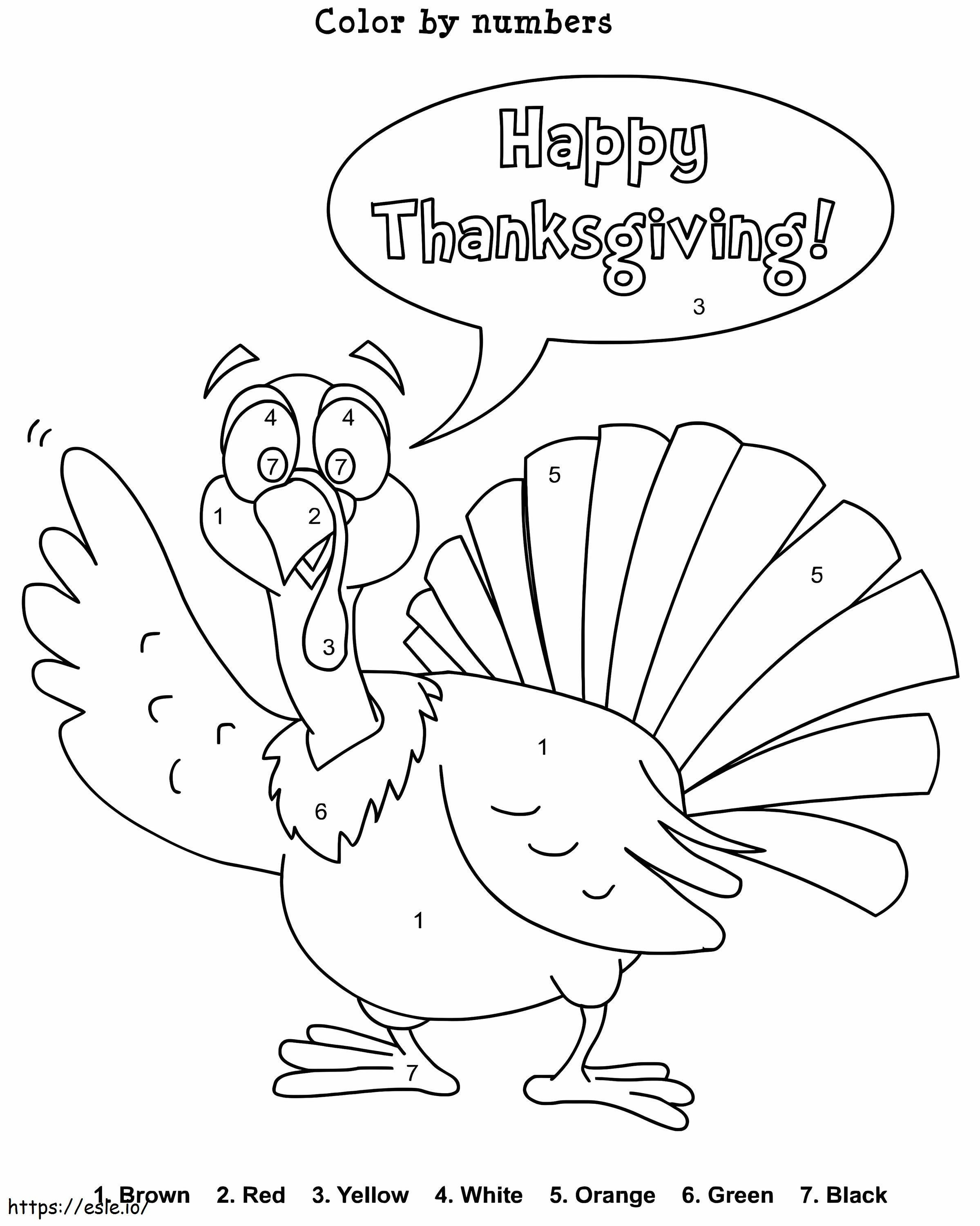 Cartoon Turkey Color By Number coloring page