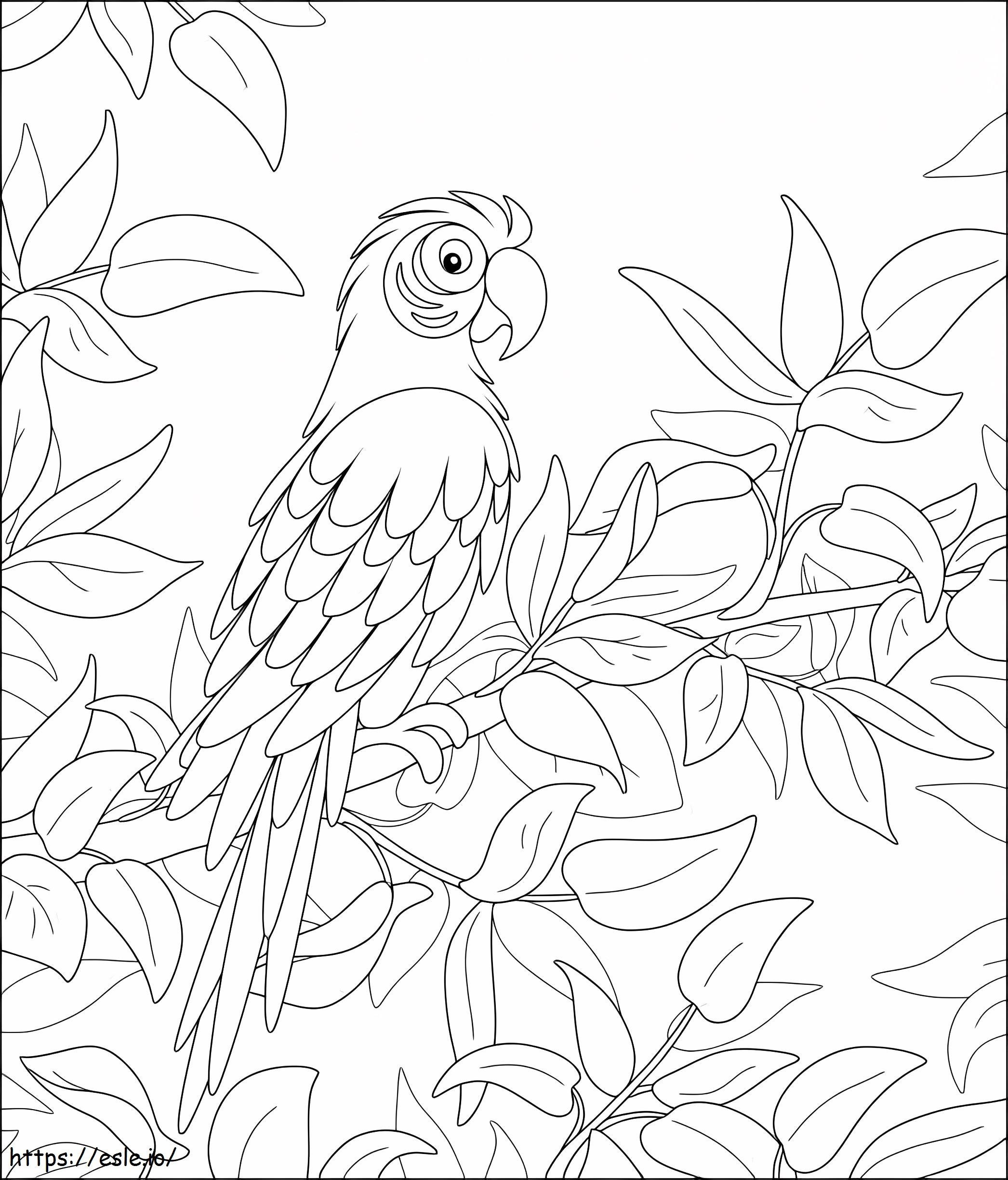 Papagal în copac de colorat