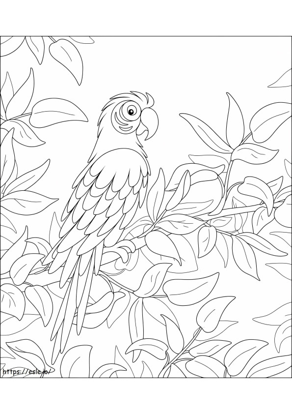 Papagal în copac de colorat
