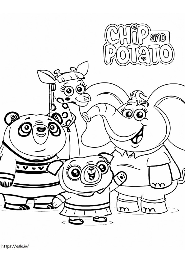 Personaje din Chip And Potato de colorat