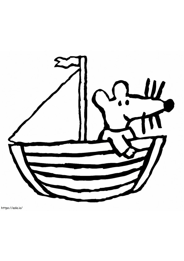Maisy en barco para colorear
