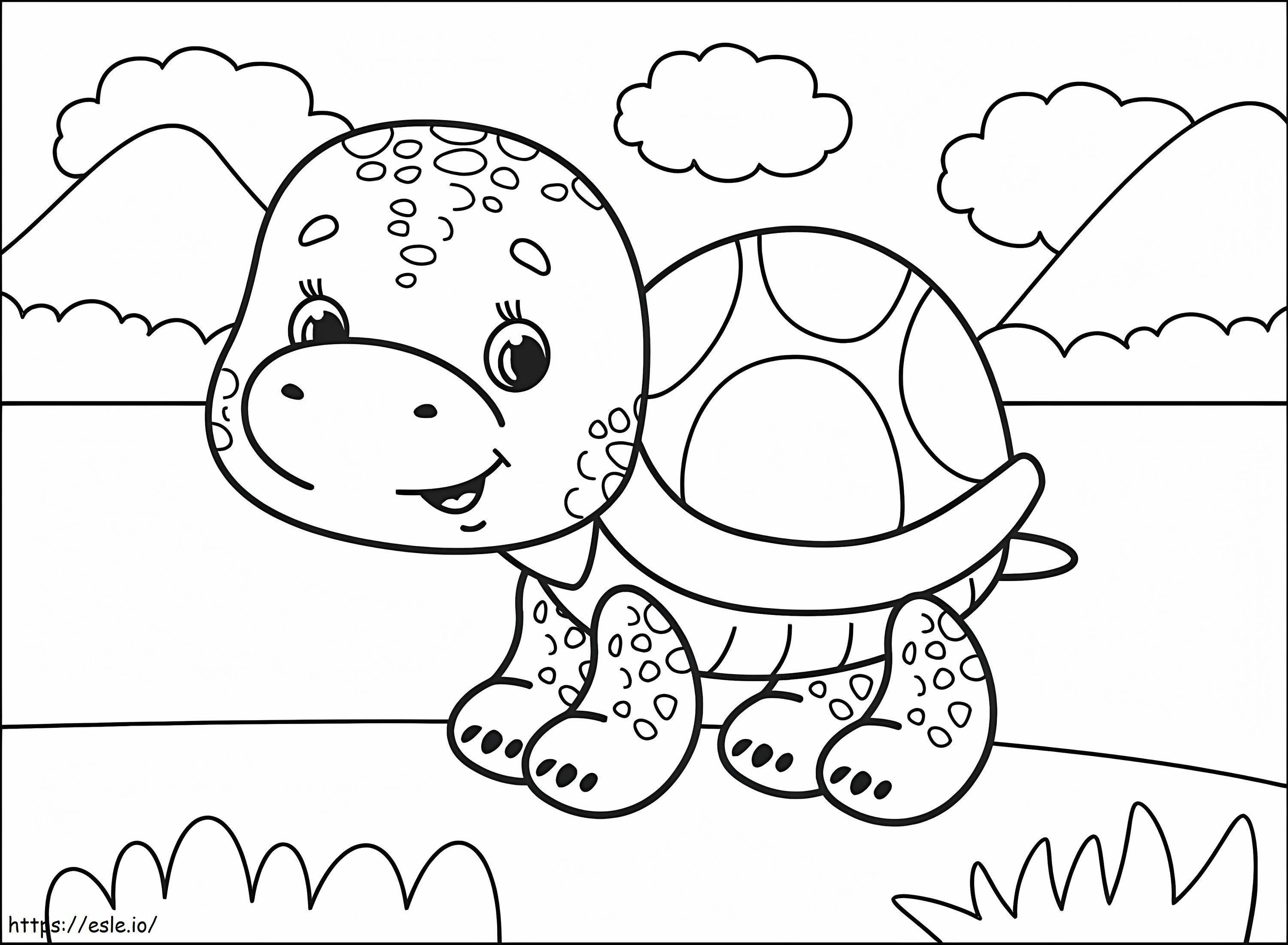 Dibujos animados lindo tortuga para colorear