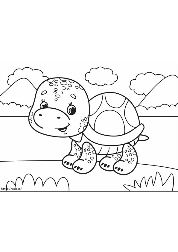 Söpö kilpikonna sarjakuva värityskuva
