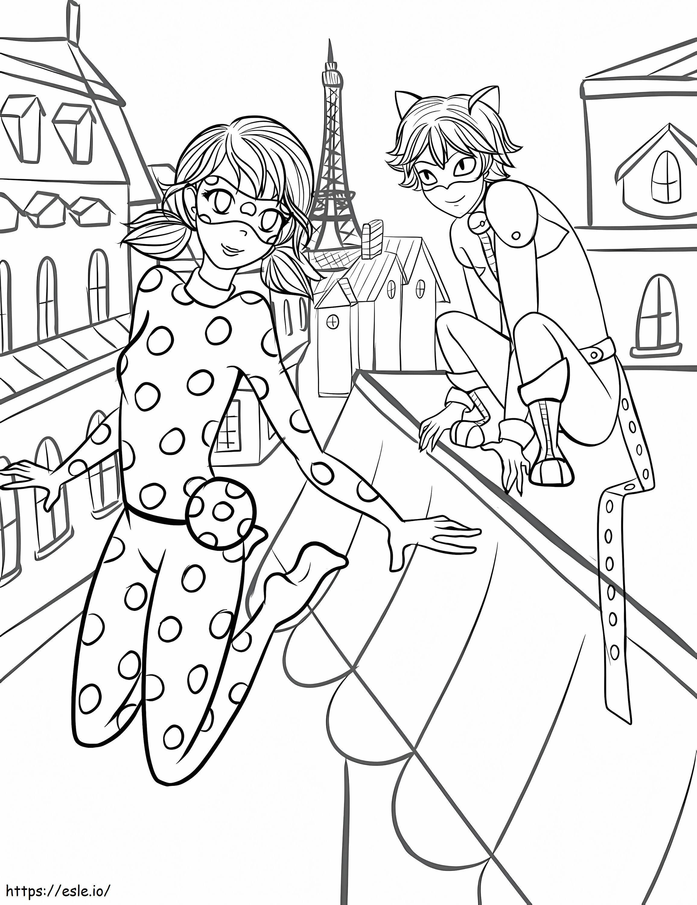Ladybug With Cat Noir coloring page