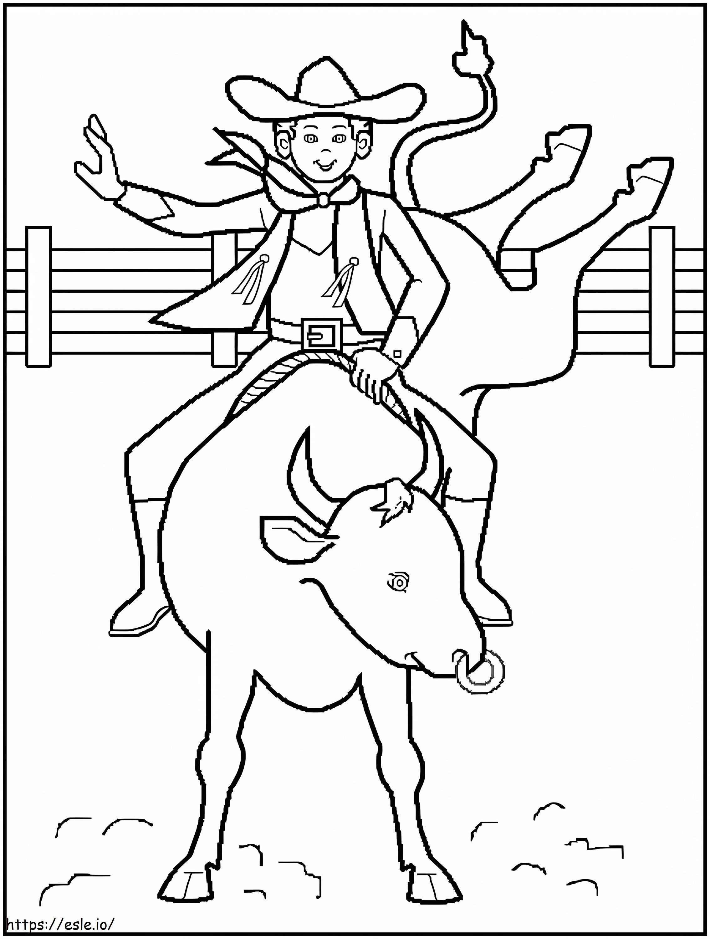Smiling Cowboy Riding Horse coloring page