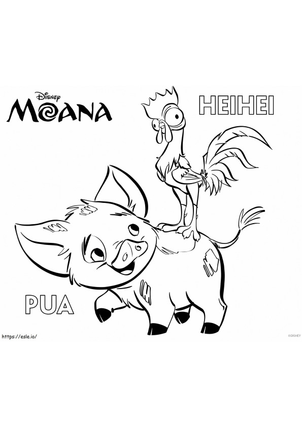 Cute Chicken And Pua coloring page