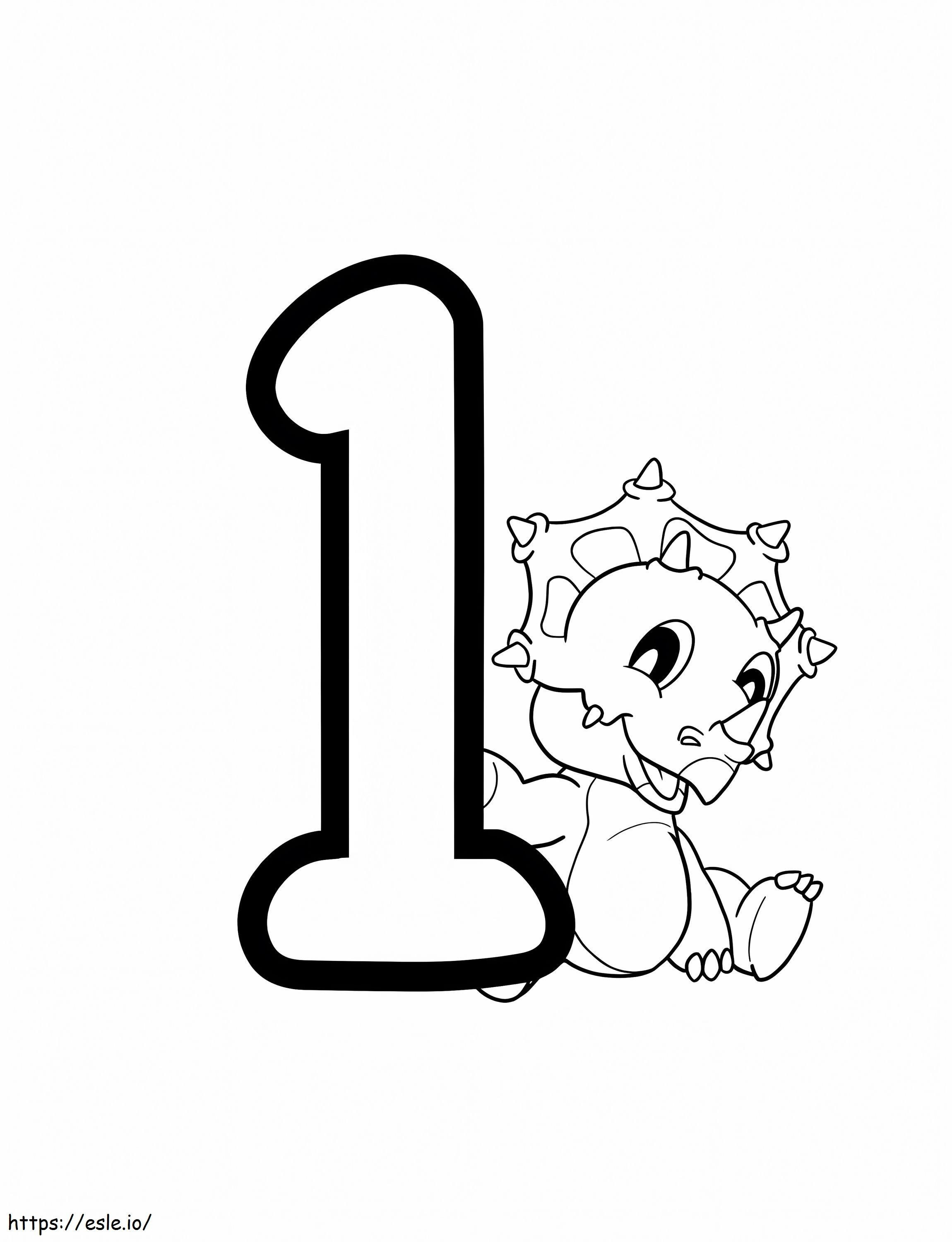 Number 1 And Dinosaur coloring page