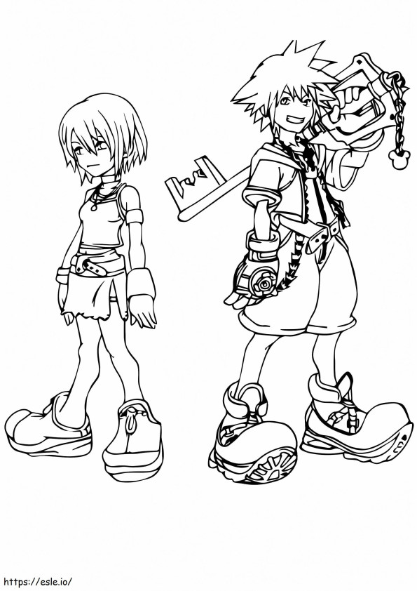 Sora en Kairi kleurplaat