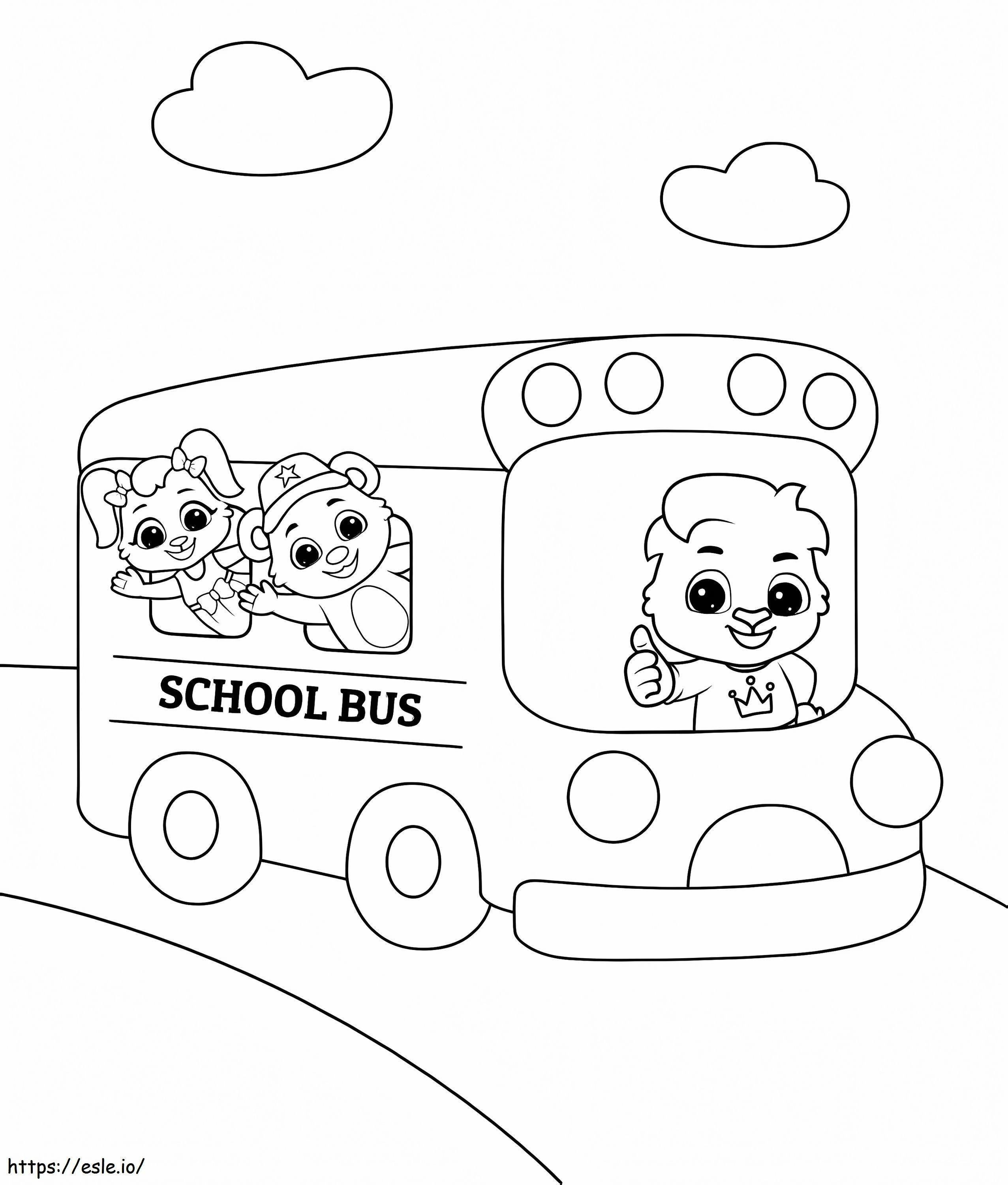 Chłopiec-zwierzę w autobusie szkolnym kolorowanka