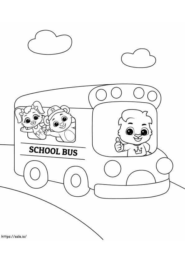 Băiat animal în autobuzul școlar de colorat