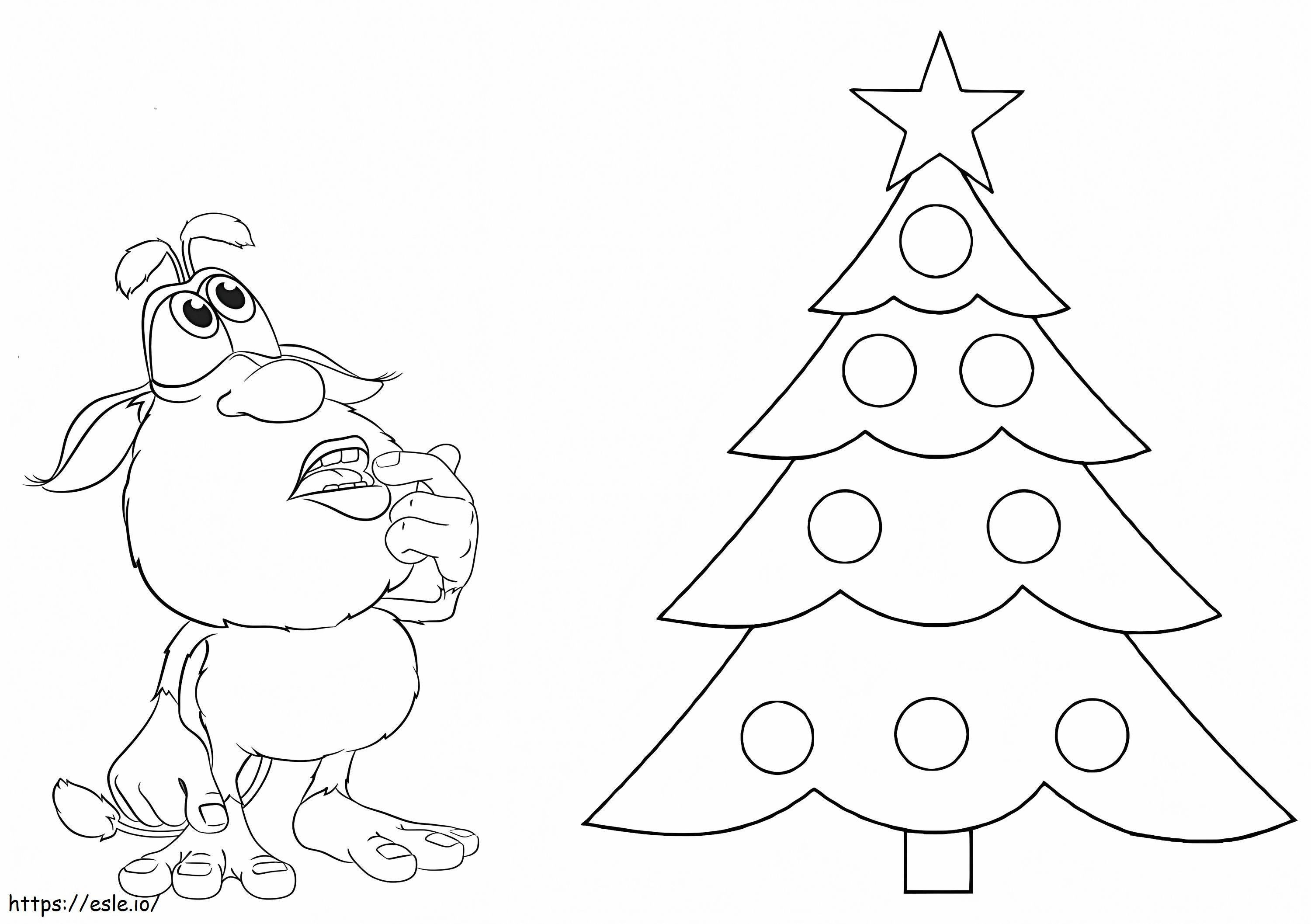 Booba y árbol de Navidad para colorear
