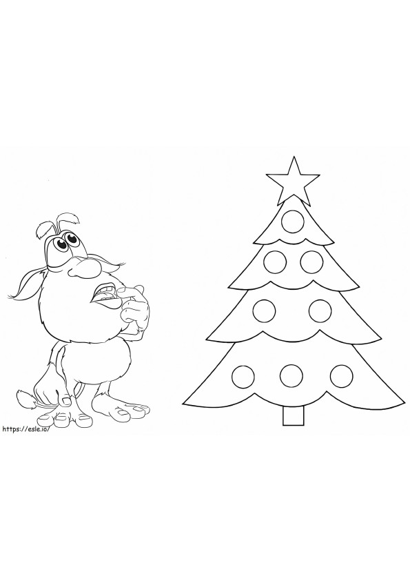 Booba y árbol de Navidad para colorear