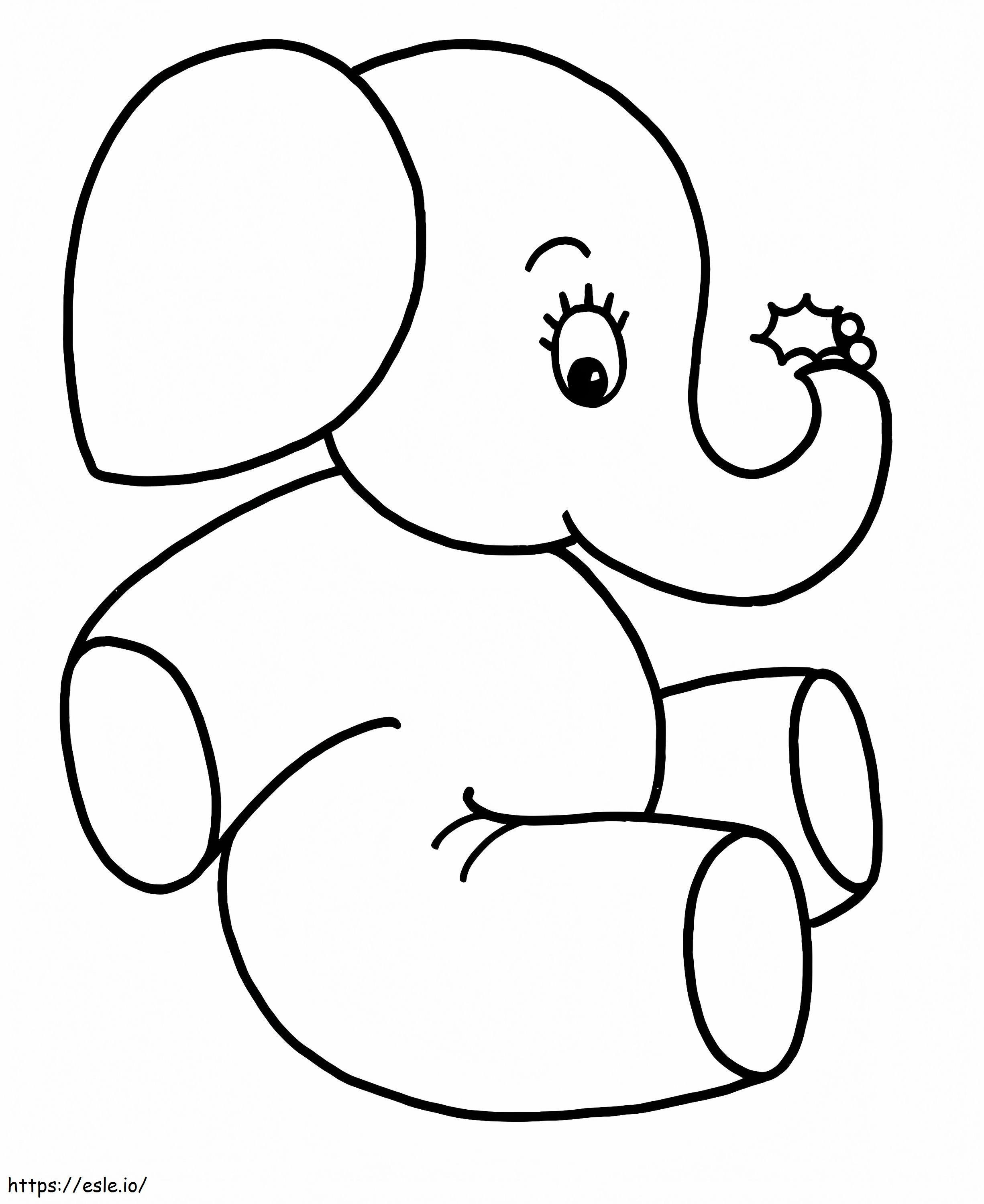 Elefante sentado fácil para colorir