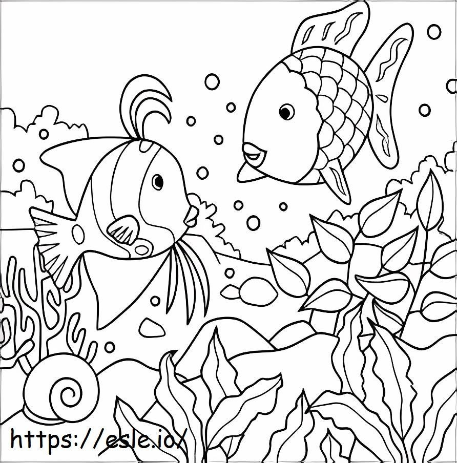 Coloriage Deux poissons mignons à imprimer dessin