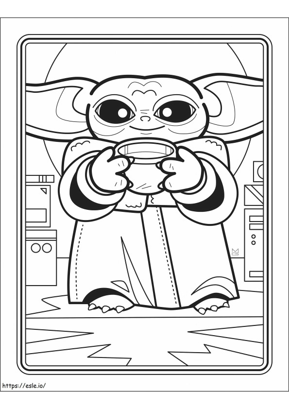Coloriage Échelle non officielle de Baby Yoda à imprimer dessin