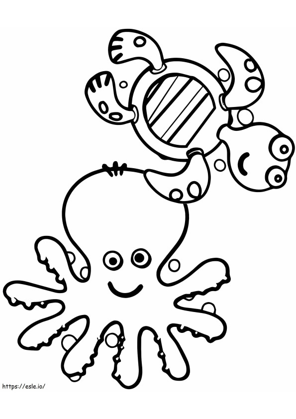 Octopus And Turtle coloring page