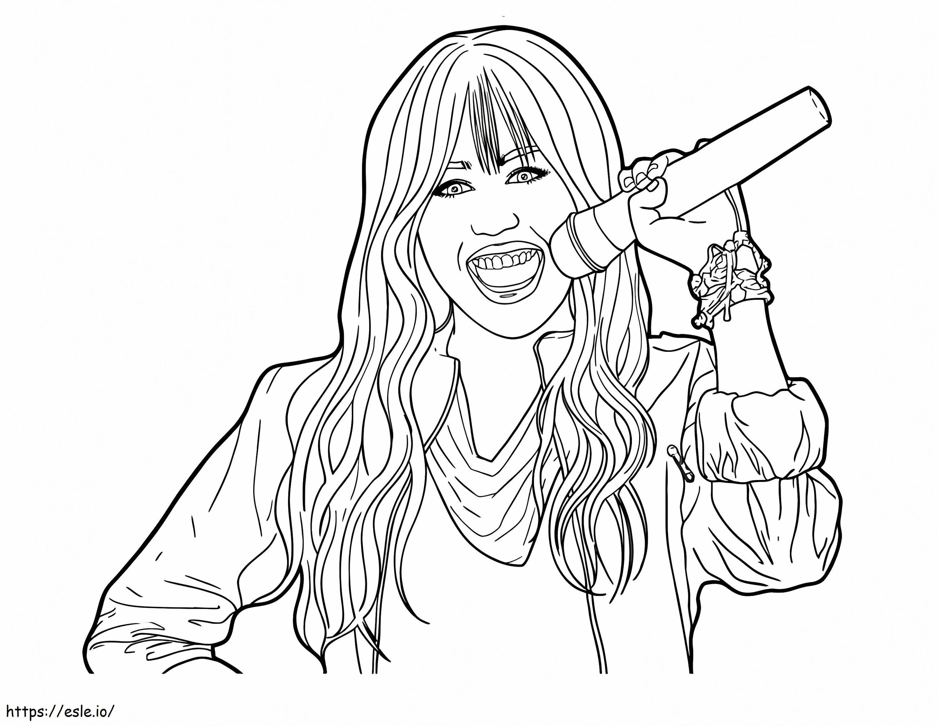 Coloriage Hannah Montana chante à imprimer dessin