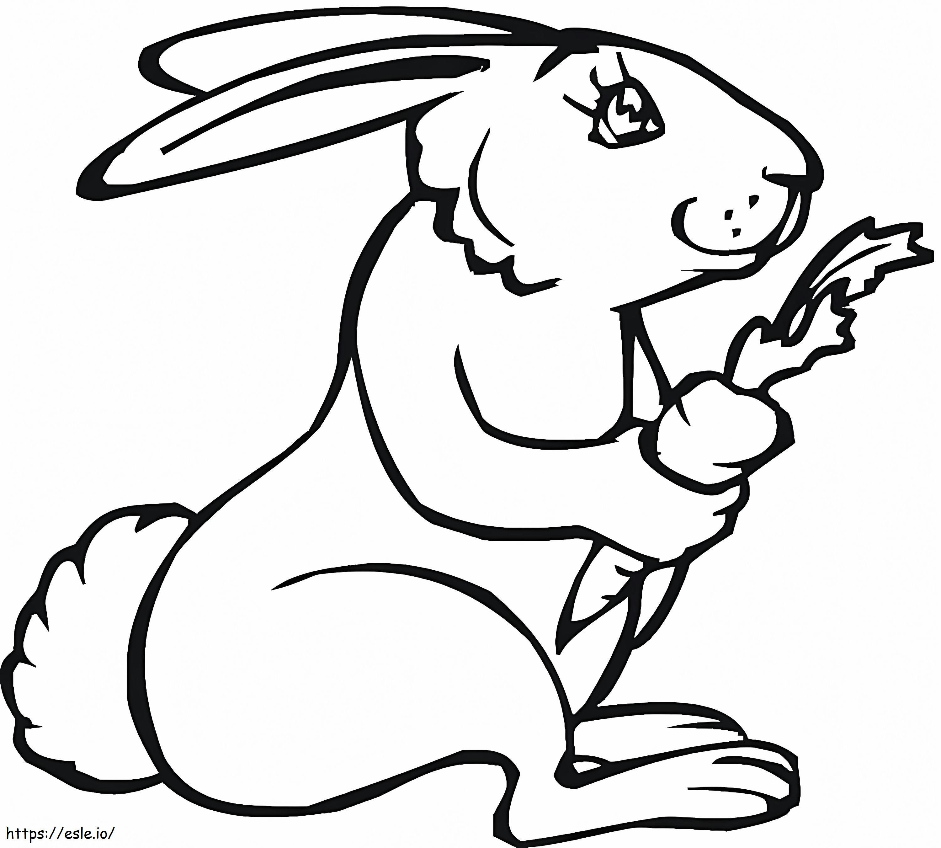 Kaninchen hält eine Karotte in der Hand ausmalbilder