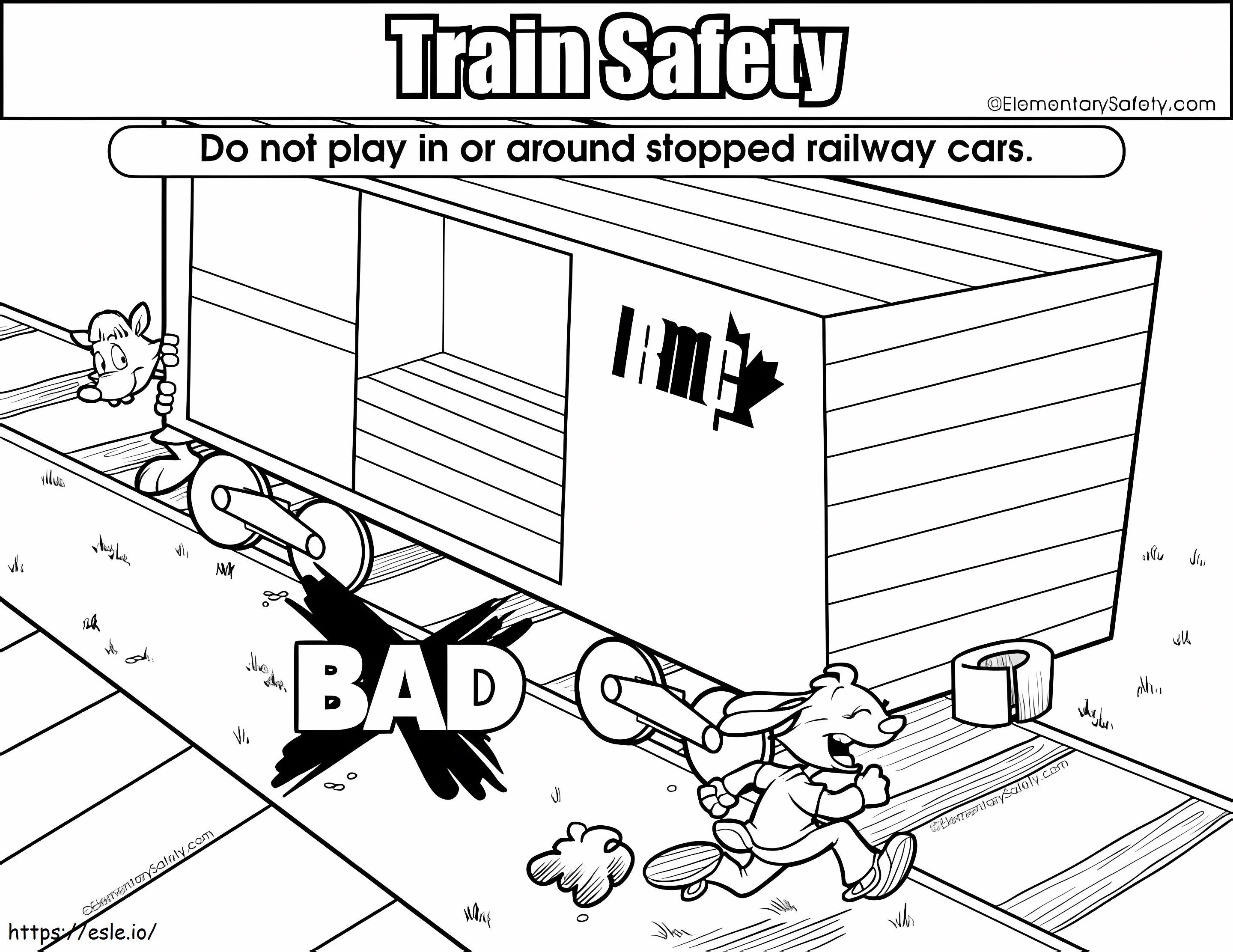 Safety Around Railway Cars Coloring Page