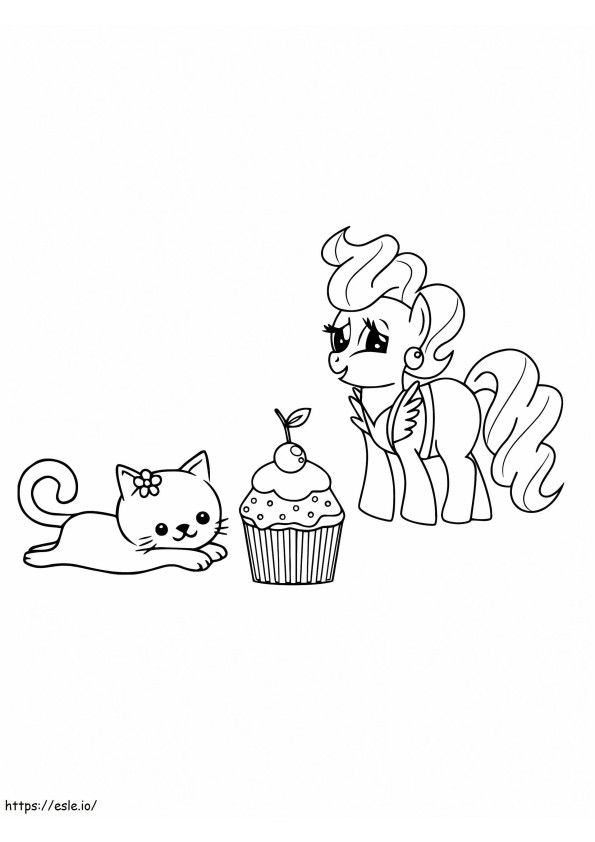 Coloriage Cupcake Chat Mignon Et Gâteau Mme Mon Petit Poney à imprimer dessin