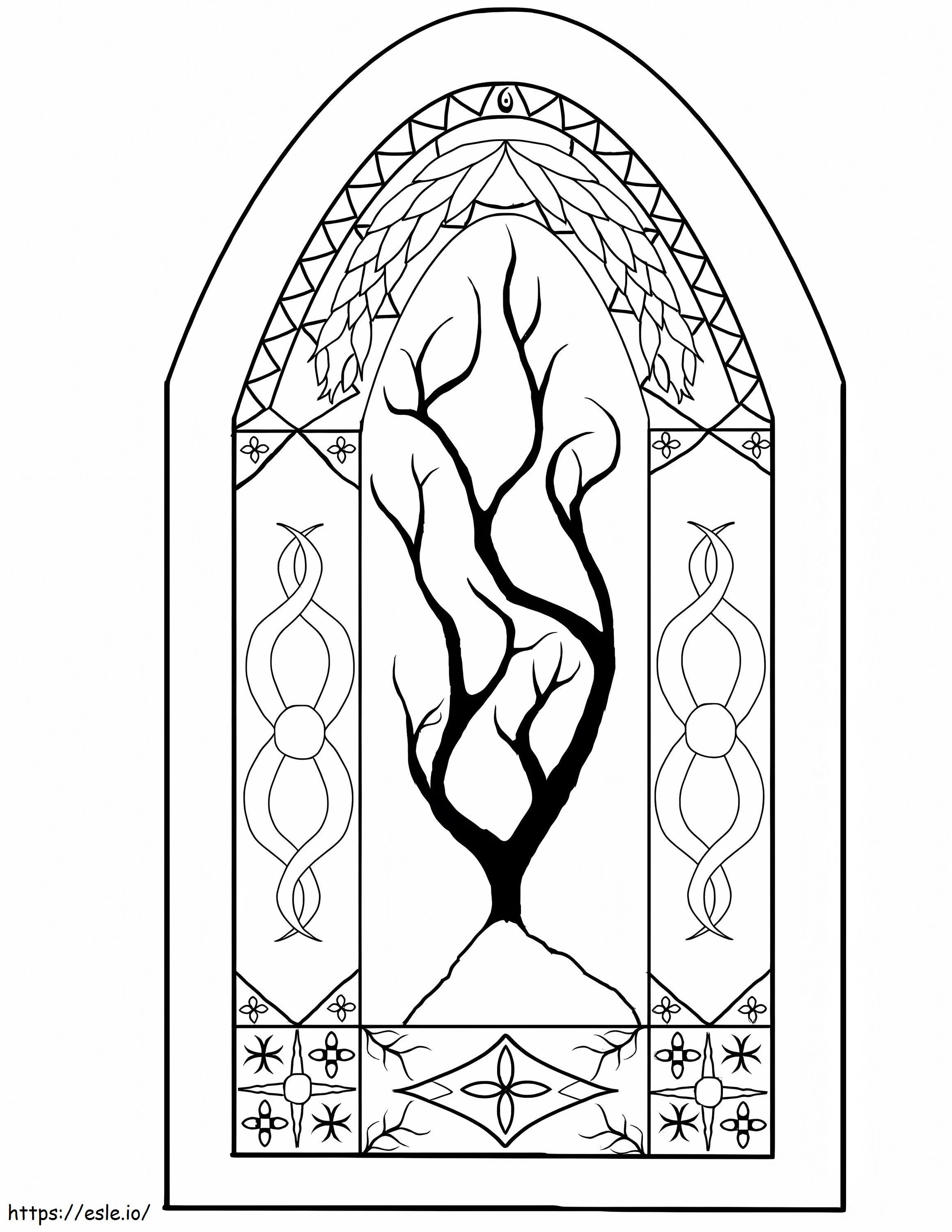 Wooden Stained Glass coloring page