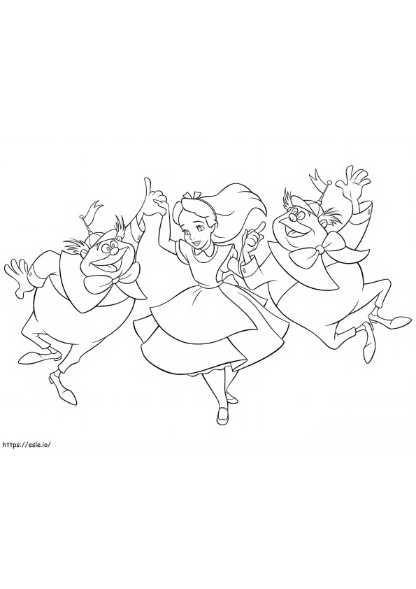 Tweedledum And Tweedledee With Alice coloring page