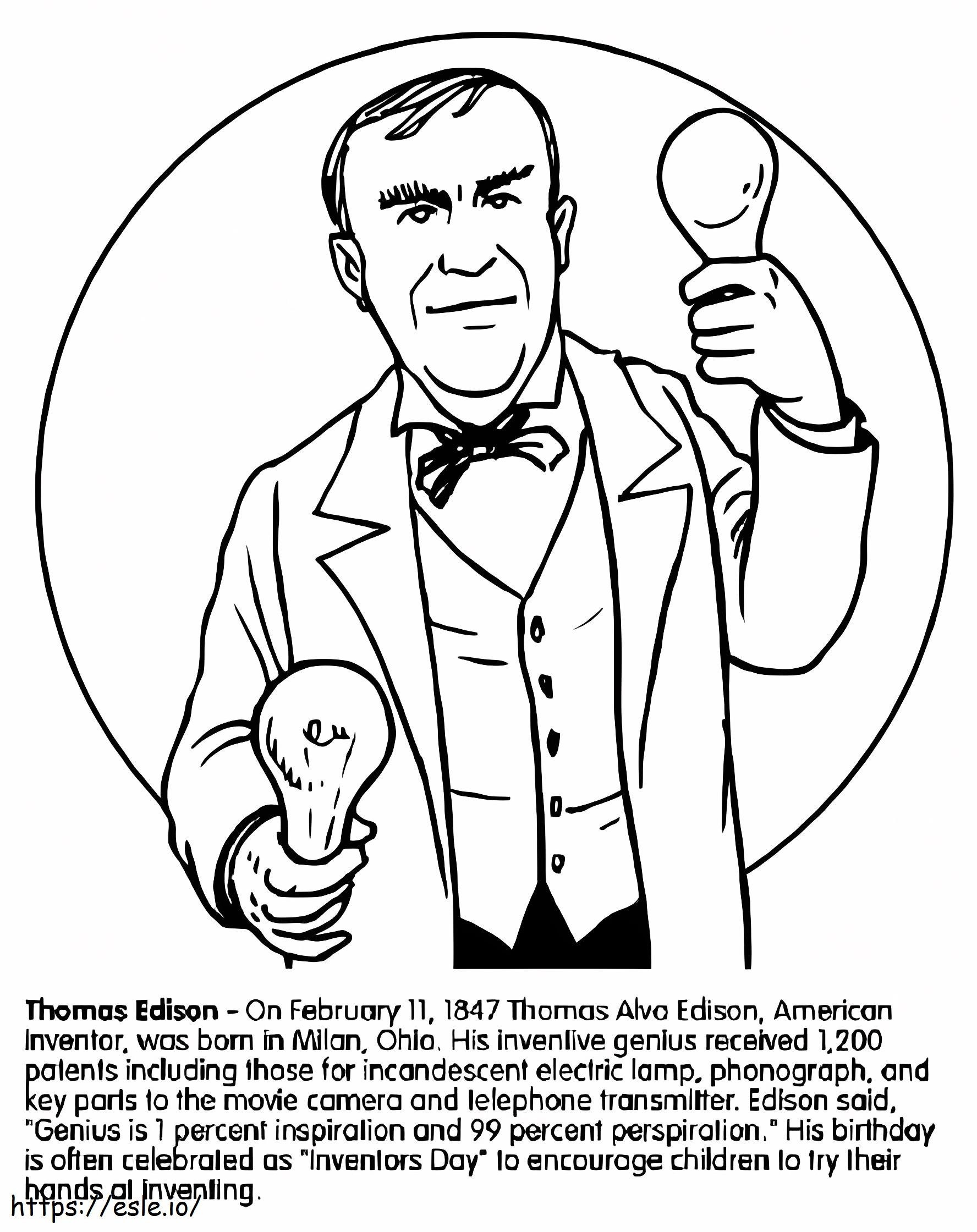 Bezpłatny wydruk Thomasa Edisona kolorowanka