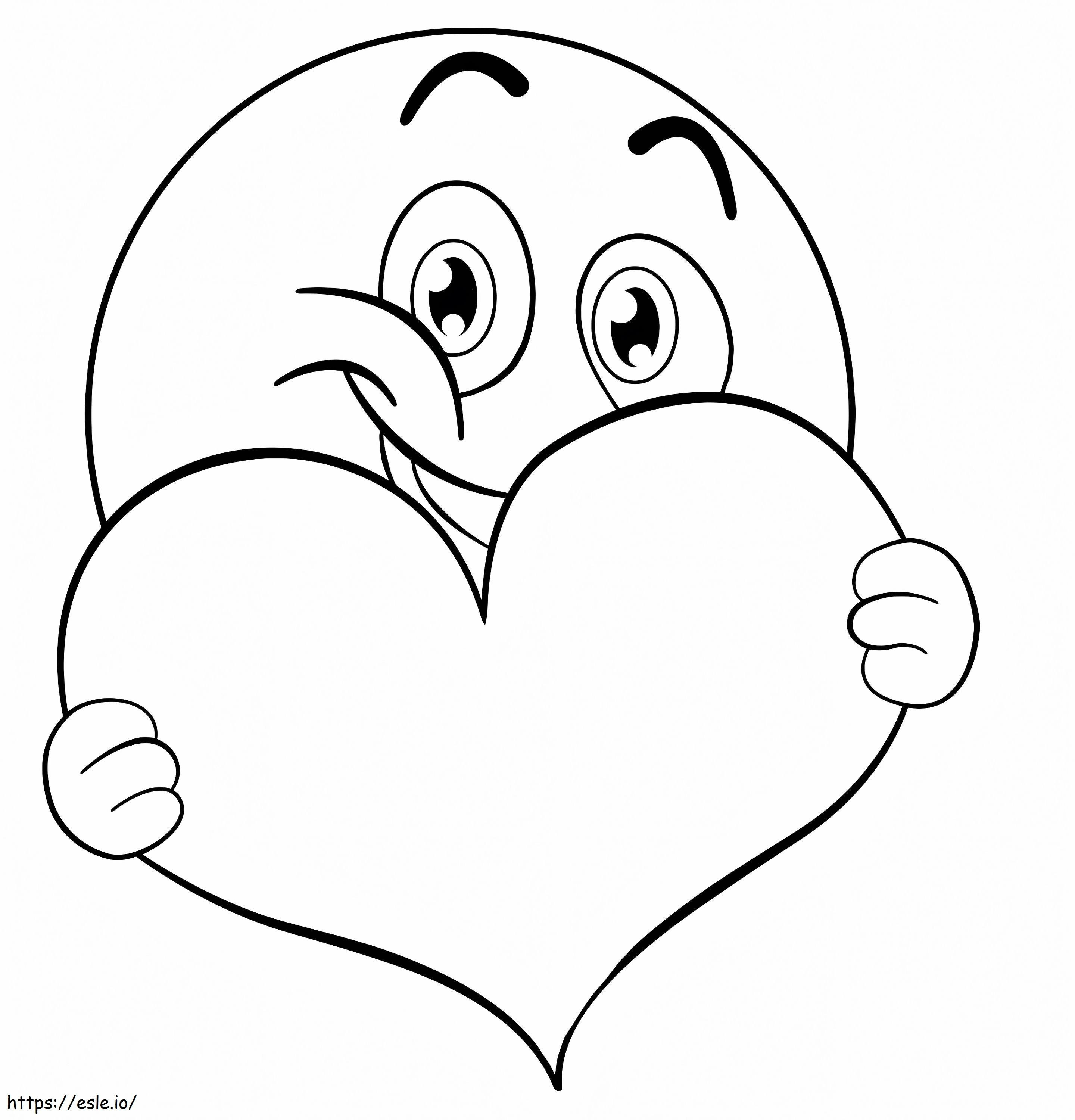 Emoji With Heart coloring page