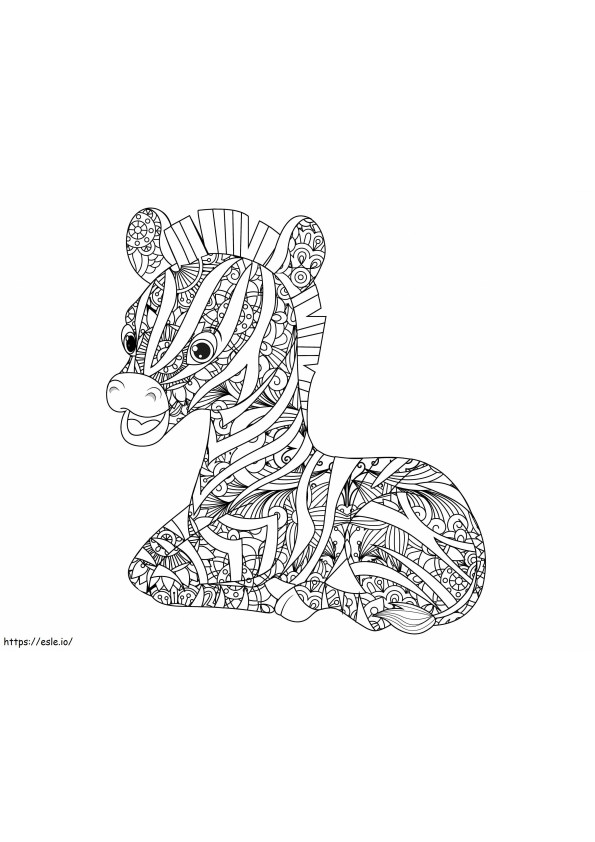 Sitting Zebra Mandala Scaled coloring page