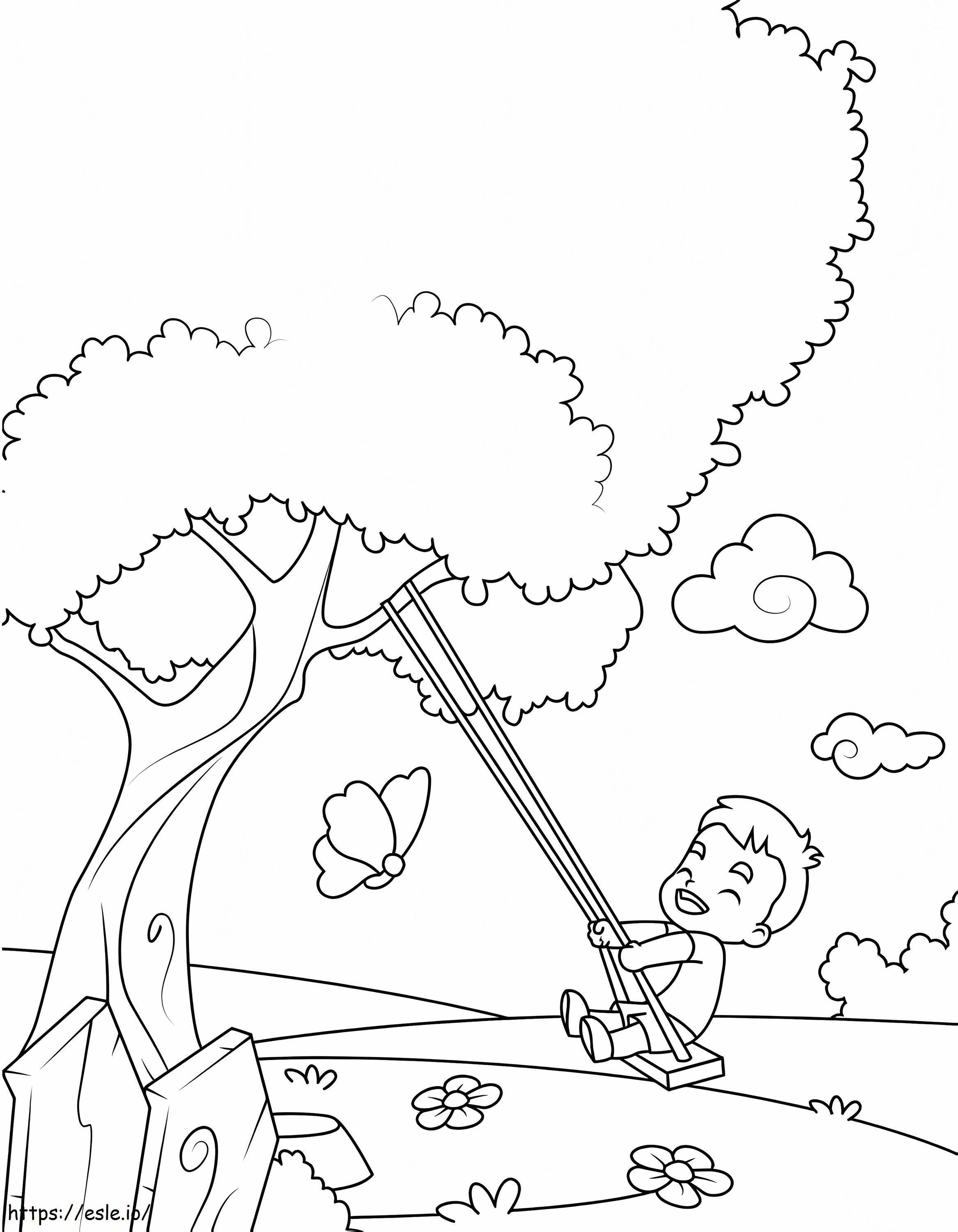 Child On Swing coloring page