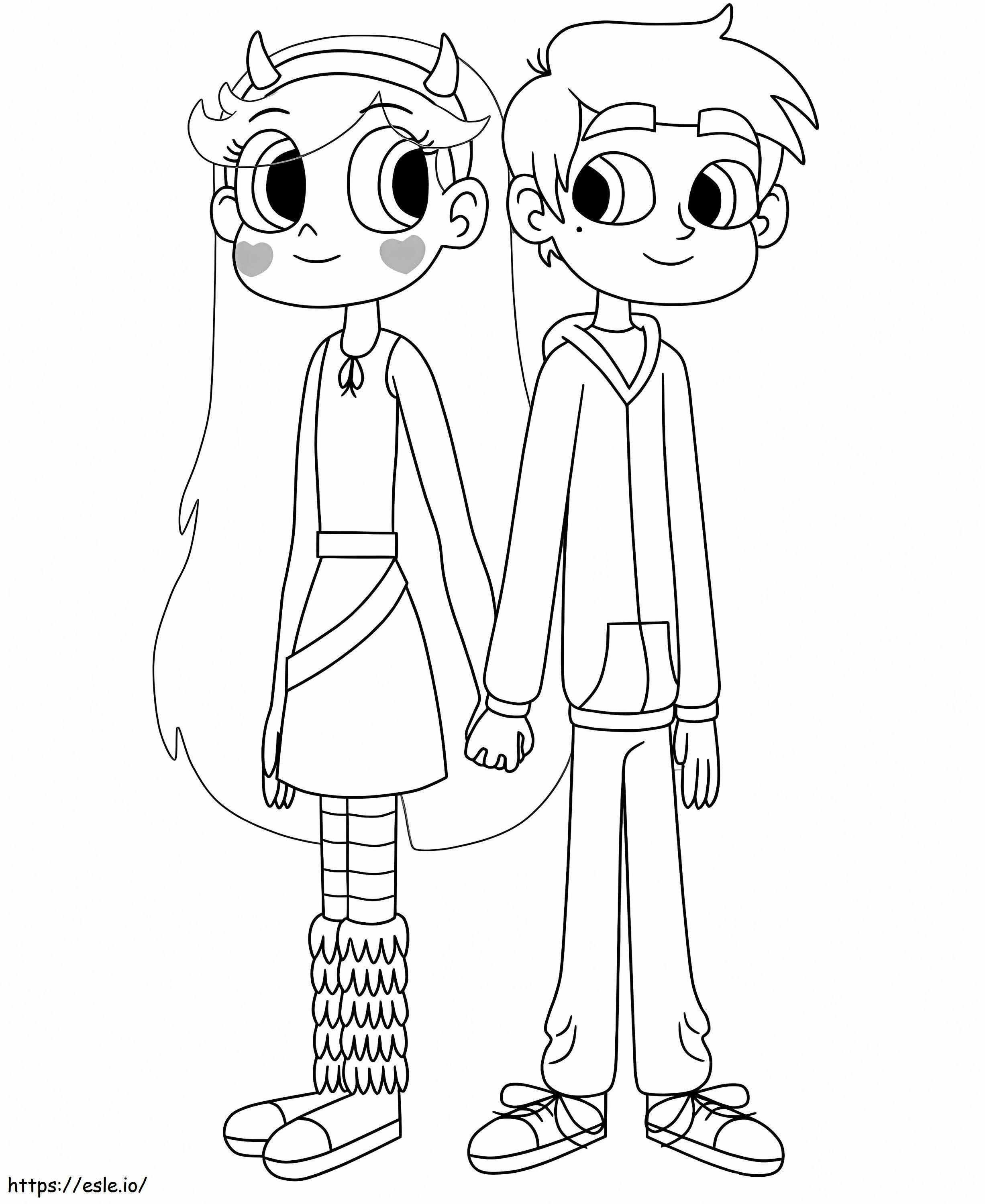 Star Butterfly With Marco coloring page