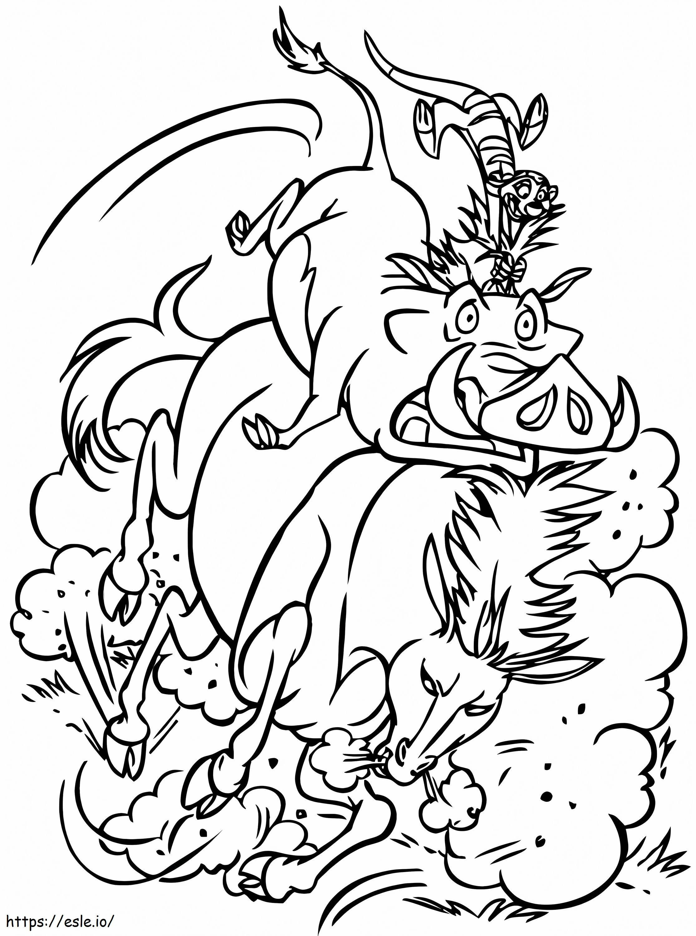 1562726644 Pumbaa N Timon Riding Horse A4 coloring page