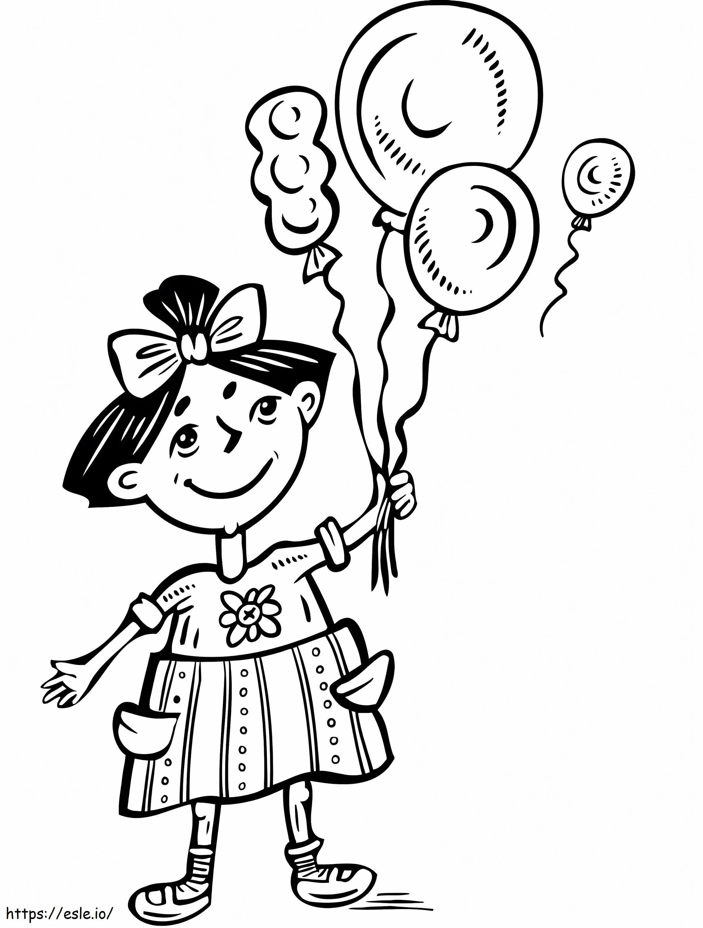 Girl And Balloons coloring page