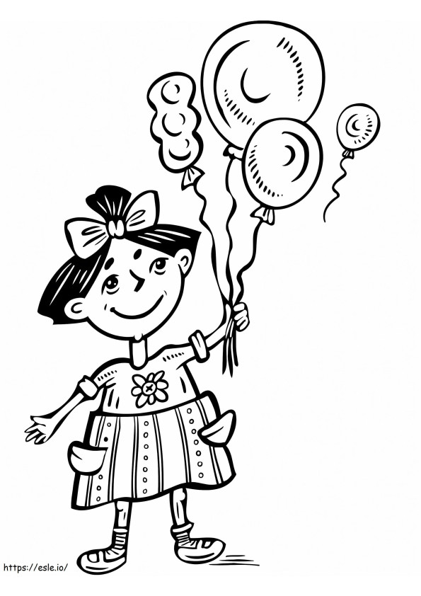 Girl And Balloons coloring page