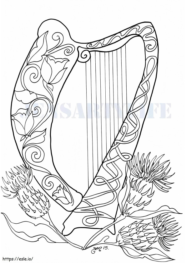Coloriage Harpe étonnante à imprimer dessin