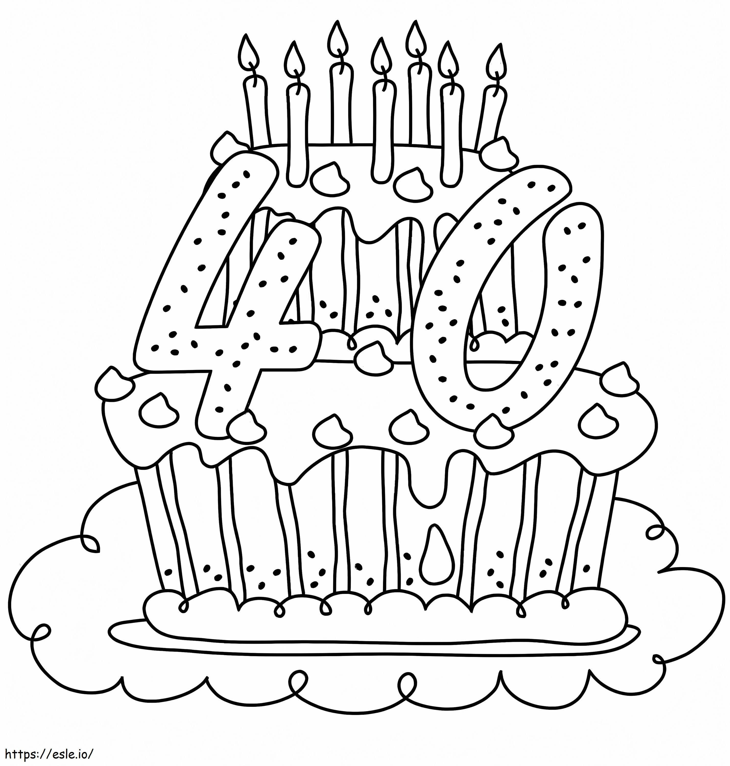 40歳の誕生日ケーキ ぬりえ - 塗り絵